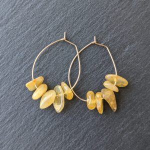 yellow-agate-teardrop-hoop-earrings
