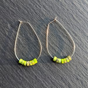 green jasper teardrop hoops