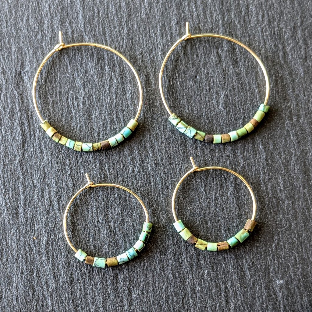 Afghani Turquoise Gold Hoops